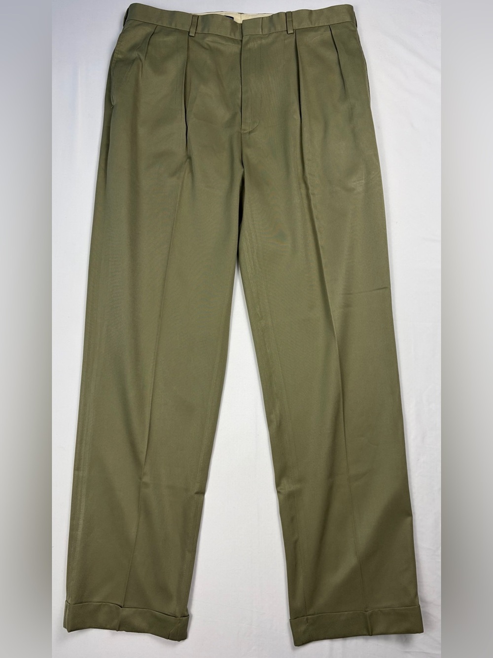 Polo by Ralph Lauren Olive Green Pleated Cuffed Dress Pants